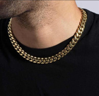 Gold Miami Cuban Chain & White Gold Rope-Chain Bundle