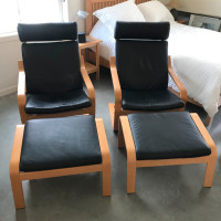 Two IKEA Poang Leather Chairs