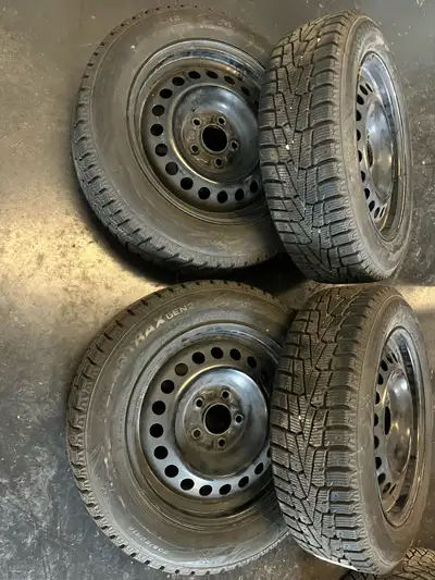 Selling a full set of practically brand new steel wheels and winter tires for $800 - was only used f...