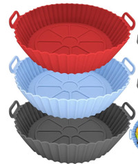Air Fryer Silicone Liners, 8 inch - Blue, Green, Red - Brand New