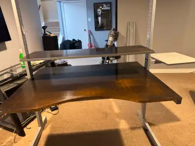 Old heavy duty desk. Missing top Shelf. Fair amount of wear and tear. (See images). T'is heavy.