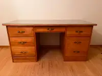 Executive Desk - Solid Wood with Glass Top - MINT CONDITION!