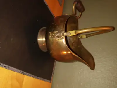 Antique brass coal scuttle., View more