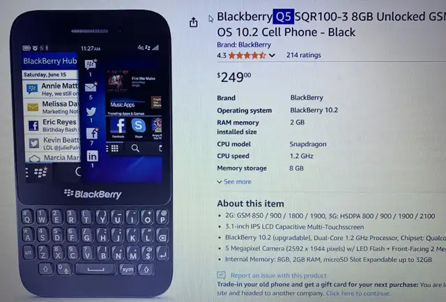 BlackBerry Q5  (8GB-Unlocked) GSM Dual-Core OS 10.2  Cell Phone in Cell Phones in City of Toronto - Image 11