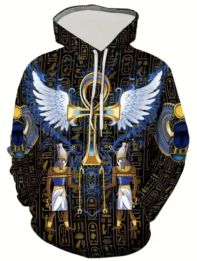 3D Printed Men's Hoodie, Kangaroo Pocket Pattern Hoodie, Comfort, View more