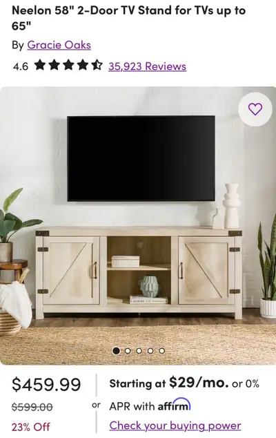 Brand New 58" TV Console / Entertainment Center for 65" TVs, View more