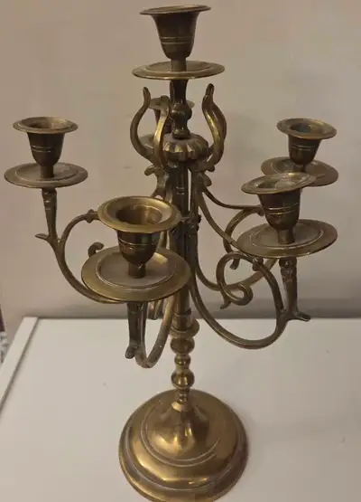 Vintage French Brass Candelabra Candlestick Holder Six Flames, View more