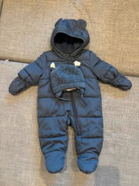 Baby boy snowsuit and hat