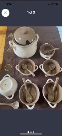 Vintage TANNEX Soup Tureen Set w/lid, Bowls & spoons set