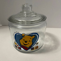 Disney anchor hocking Winnie the Pooh glass cookie jar  with lid