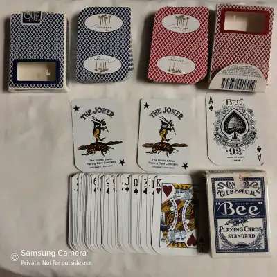 Asking $20 each. First come first choice. 54 cards, including Jokers in each deck. Only ONE 1 blue d...