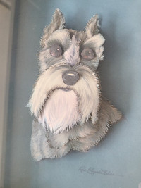 Kitschy Decor Shadowbox Dog Vintage Art Picture