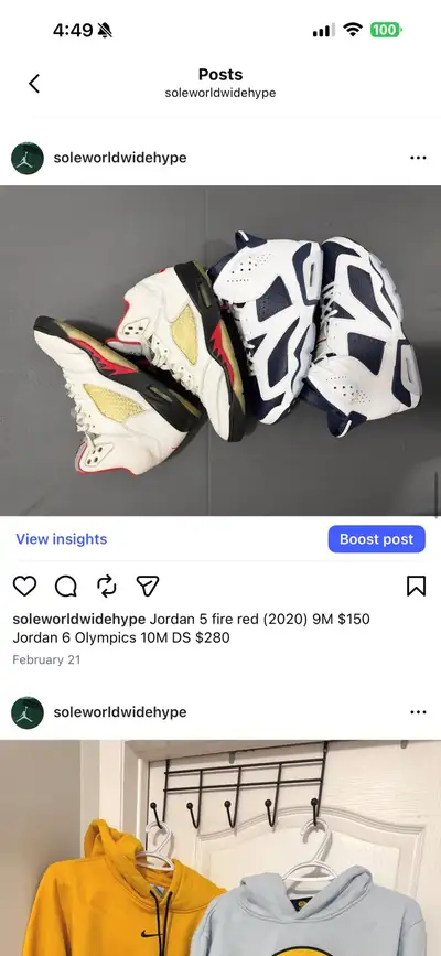Jordan 5 fire red (2020) 9M $150 , View more