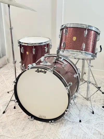 1966 Ludwig Downbeat Burgundy Sparkle, View more