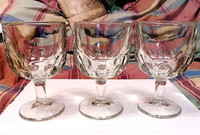 3 vintage Libbey heavy wine glasses,