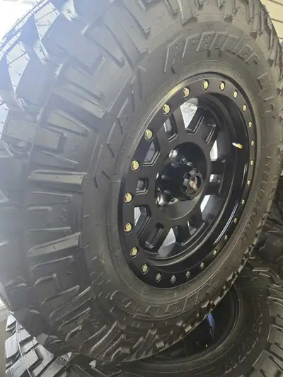 17" 5x127 bolt pattern (5x5) "0" offset 5 Vision Manx rims 5 Nitto Trail grappler 295/70R17 tires, M...