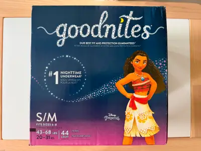 For Sale Huggies Goodnites Training Pants, Girls Bedwetting NightTime Underwear, Size S/M, 43-68 lbs...