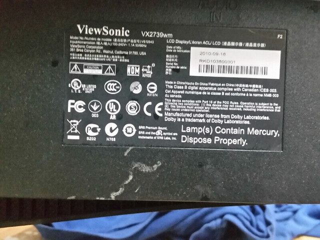 viewsonic vx2739wm full hd 1080p with hdmi also 22 inch monitors dans Autre  à Ville de Montréal - Image 3