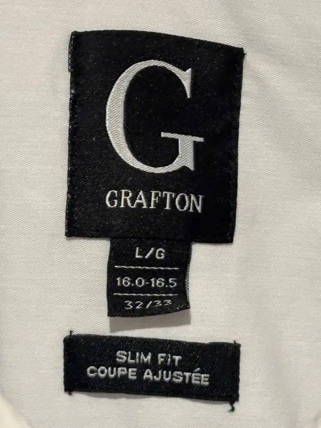 Grafton White Slim Fit Dress Shirt L/G 16-16.5 32/33 in Men's in Kitchener / Waterloo - Image 4