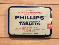 Boîte vintage Phillips milk of magnesia Tablets