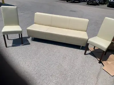 Leather sofa and Chairs - Beige, View more