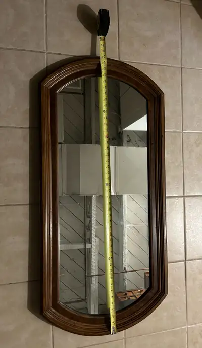 LARGE & HEAVY Antique Solid Wood Oval-Shaped Wall Mirror 45", View more