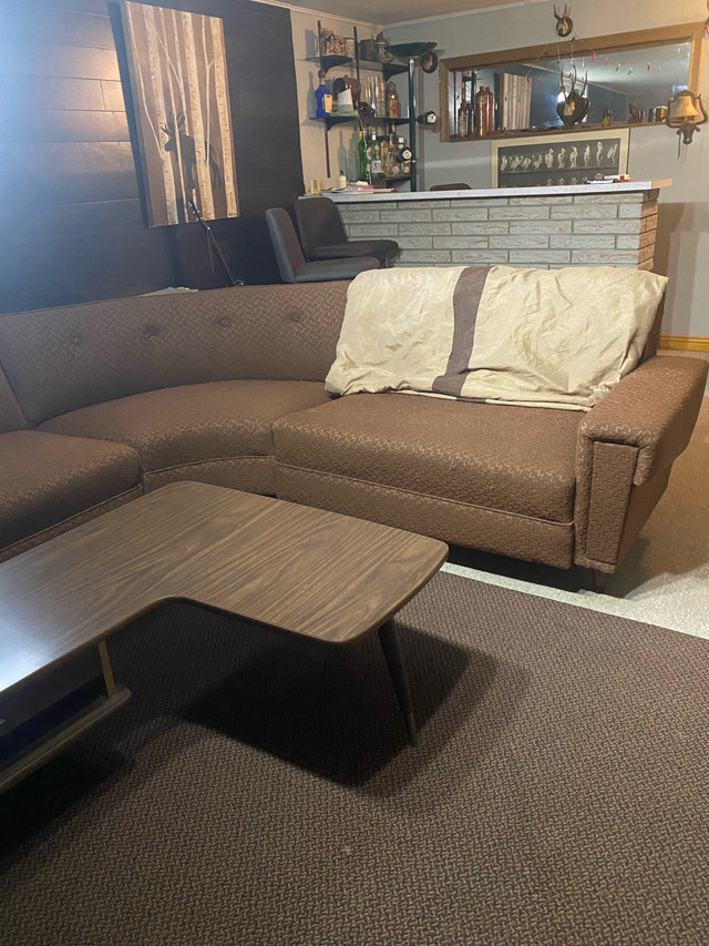 Retro Sectional, Chair, Footstool and Coffee Table in Multi-item in Kitchener / Waterloo - Image 2