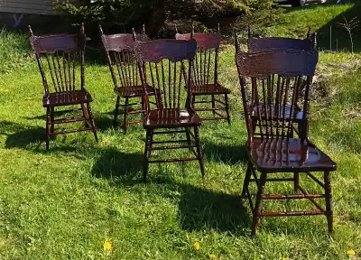 Six Pressback Dining Chairs, View more
