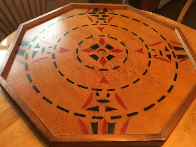 Vintage home made crokinole board. Excellent condition for its age. Several of the bumpers are missi...