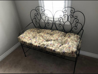 Wrought Iron Bench with Pier One Cushion