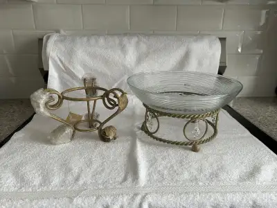 Glass Bowl / Metal Centrepiece, 2 Styles, never used (Brampton), View more