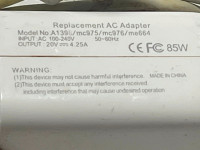APPLE REPLACEMENT AC ADAPTER MODEL NO. A1398, Mac Book Pro Charg