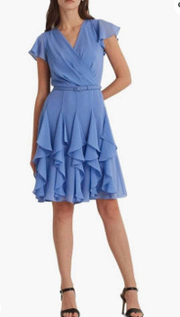 NEW Ralph Lauren Women's Ruffle-Trim Chiffon Dress - Size 8