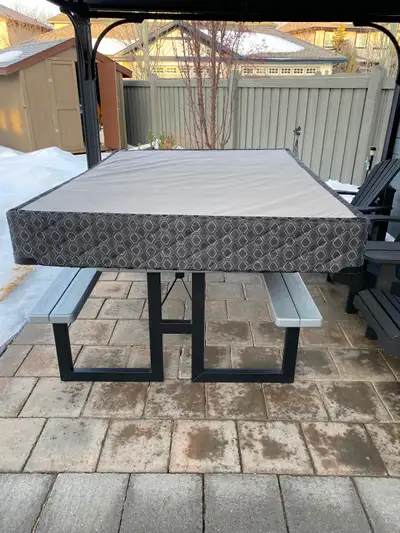 Queen wood bed frame and box spring $40 obo