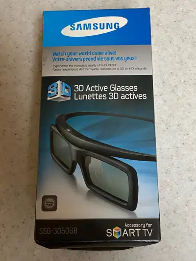 Selling two pairs of Samsung Active 3D glasses Model SSG-3050GB in New Unused Condition. Boxes have...