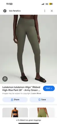 Lululemon green ribbed leggings size (4) 25inch