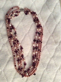 Genuine Freshwater pearl and gemstone necklace 18”