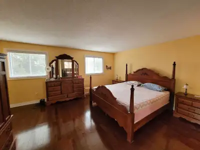 Bright and spacious master bedroom, private bathroom, June 15