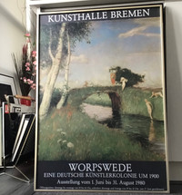 Vintage 1980 Art Gallery of Bremen Germany framed poster. Unique