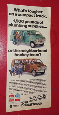 RETRO ORIGINAL 1975 DODGE VAN CANADIAN MOPAR AD  ANNONCE