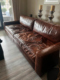 RESTORATION HARDWARE MAXWELL LEATHER SOFA LUXE VERSION 9 FT LONG