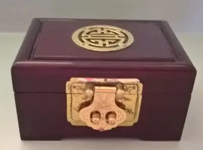 Vintage Asian Chinese Oriental Rosewood Jewelry Box, View more