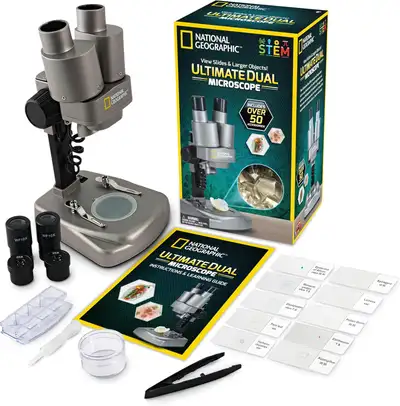 NEW NATIONAL GEOGRAPHIC Dual LED Kids Microscope - 50+ pc Scienc, View more