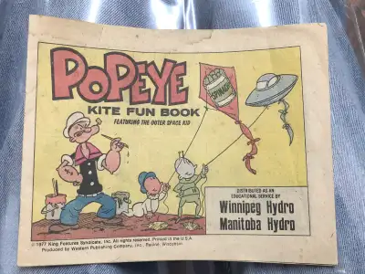 Popeye Kite Fun Book Mini -Comic 1977. Distributed by Winnipeg Manitoba Hydro. Available at The Mulv...