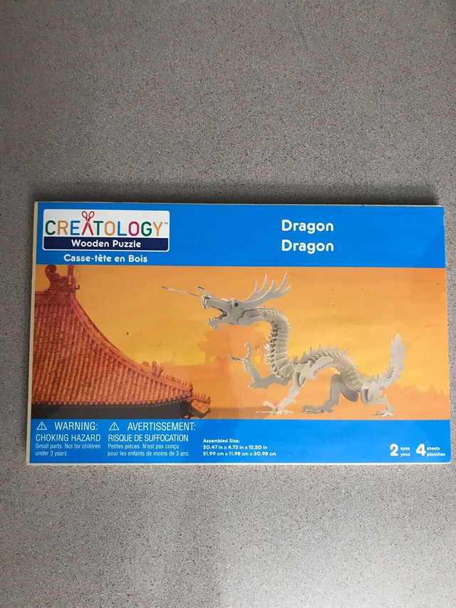 New “Creatology”  3D Wood Dragon’( 20.4X4.7X12.2)’ Puzzle-Age3+ in Hobbies & Crafts in Bedford