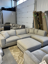 Staging demo!  Fabric sectional with Ottoman 