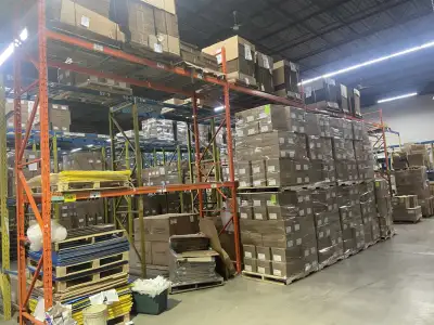 Lots of racking available. upright widths from 12"-50" wide starting at $100 each beams from 4'-10'...