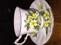Paragon Tea Cup Porceline Antique Plate Set Cute Yellow Flowers