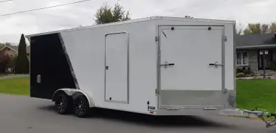 As new. Only used twice for sxs. 3 place snowmobile, 7.5 wide, extra tall, finished interior, torsio...