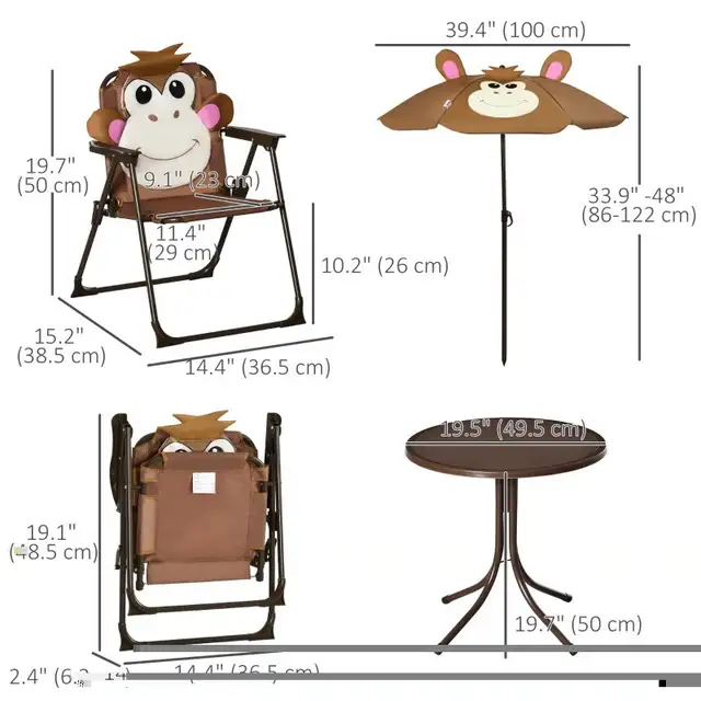 Kids Folding Picnic Table and Chair Set Pattern Outdoor Garden P in Patio & Garden Furniture in Markham / York Region - Image 5